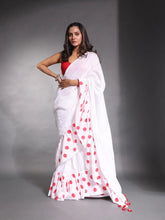 White Pure Cotton Ruffle Saree-MA54CT33660081